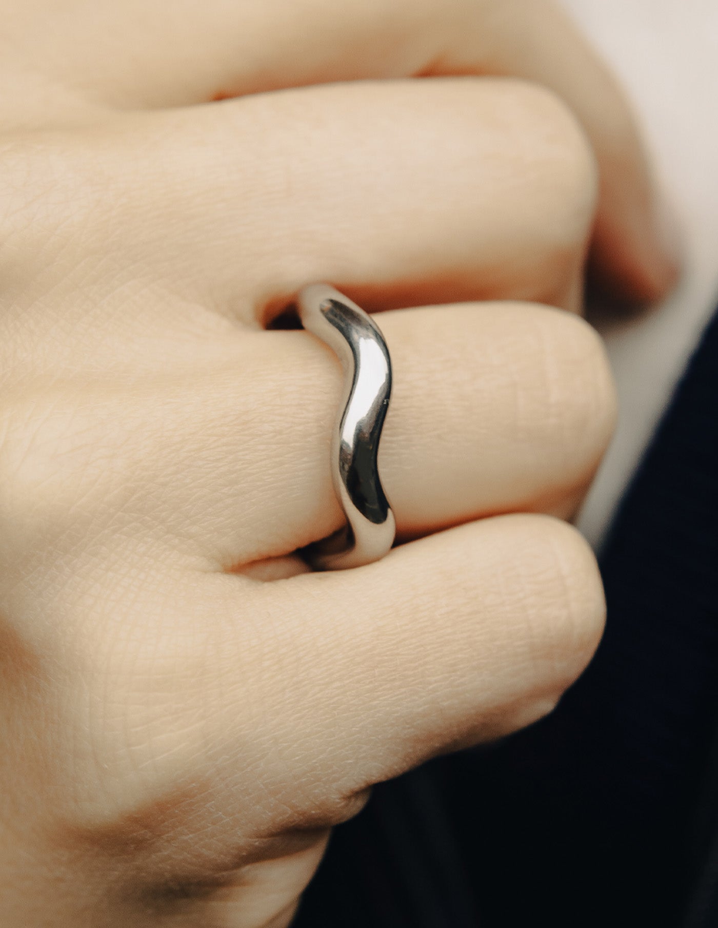 Silver Irregular Band Ring, Waterproof