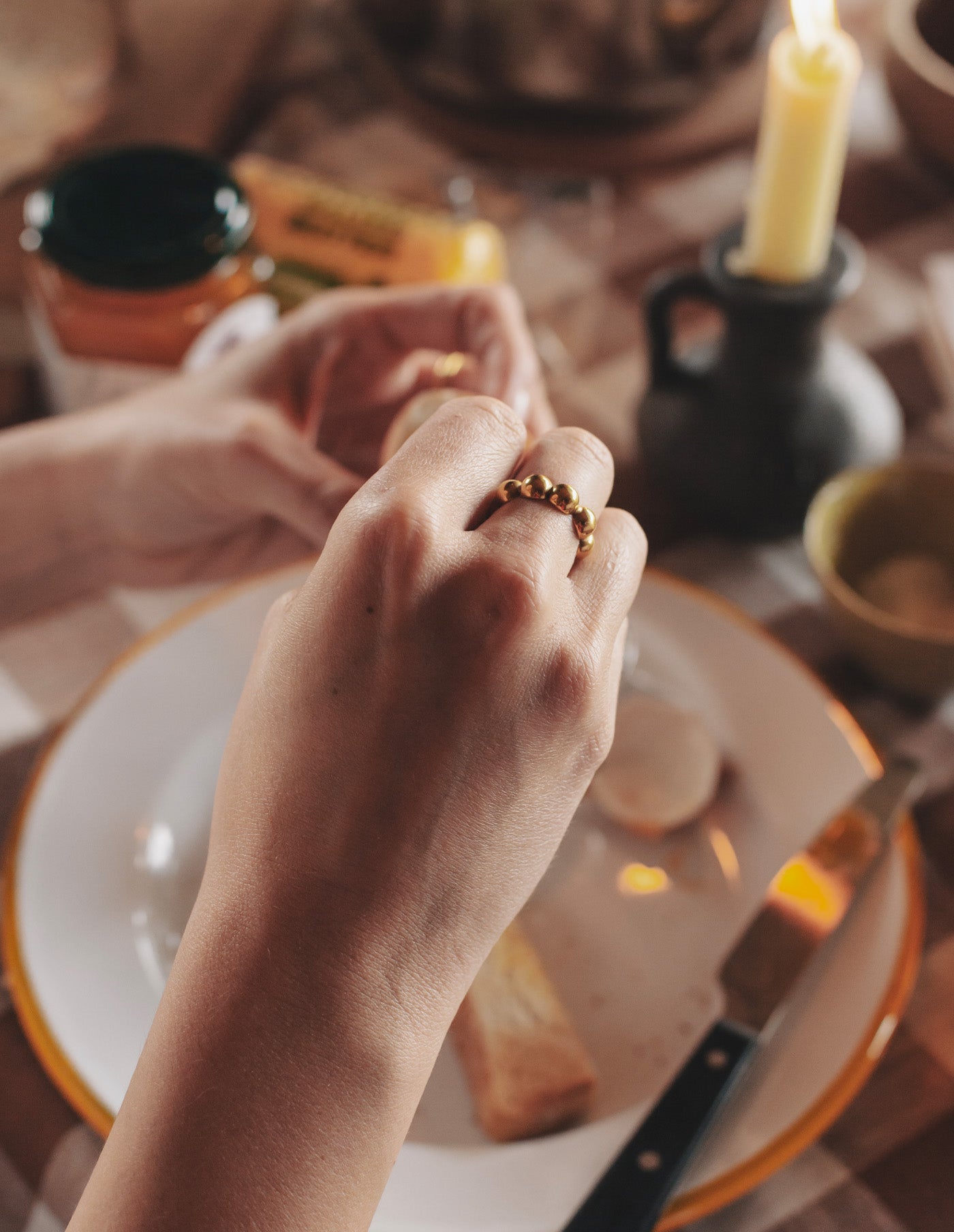 Gold Round Link Ring, Tarnish-Free Gold Plating
