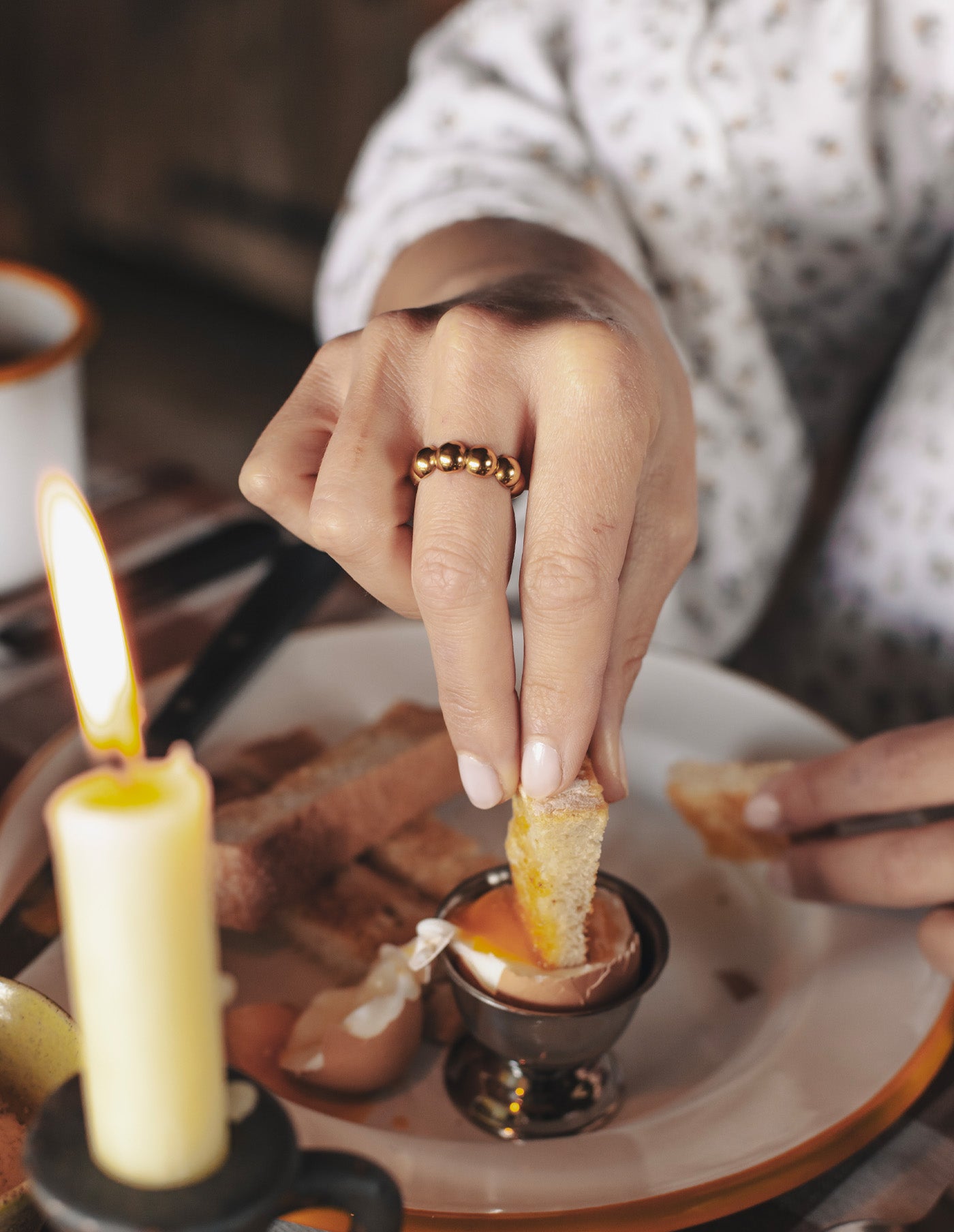 Gold Round Link Ring, Tarnish-Free Gold Plating