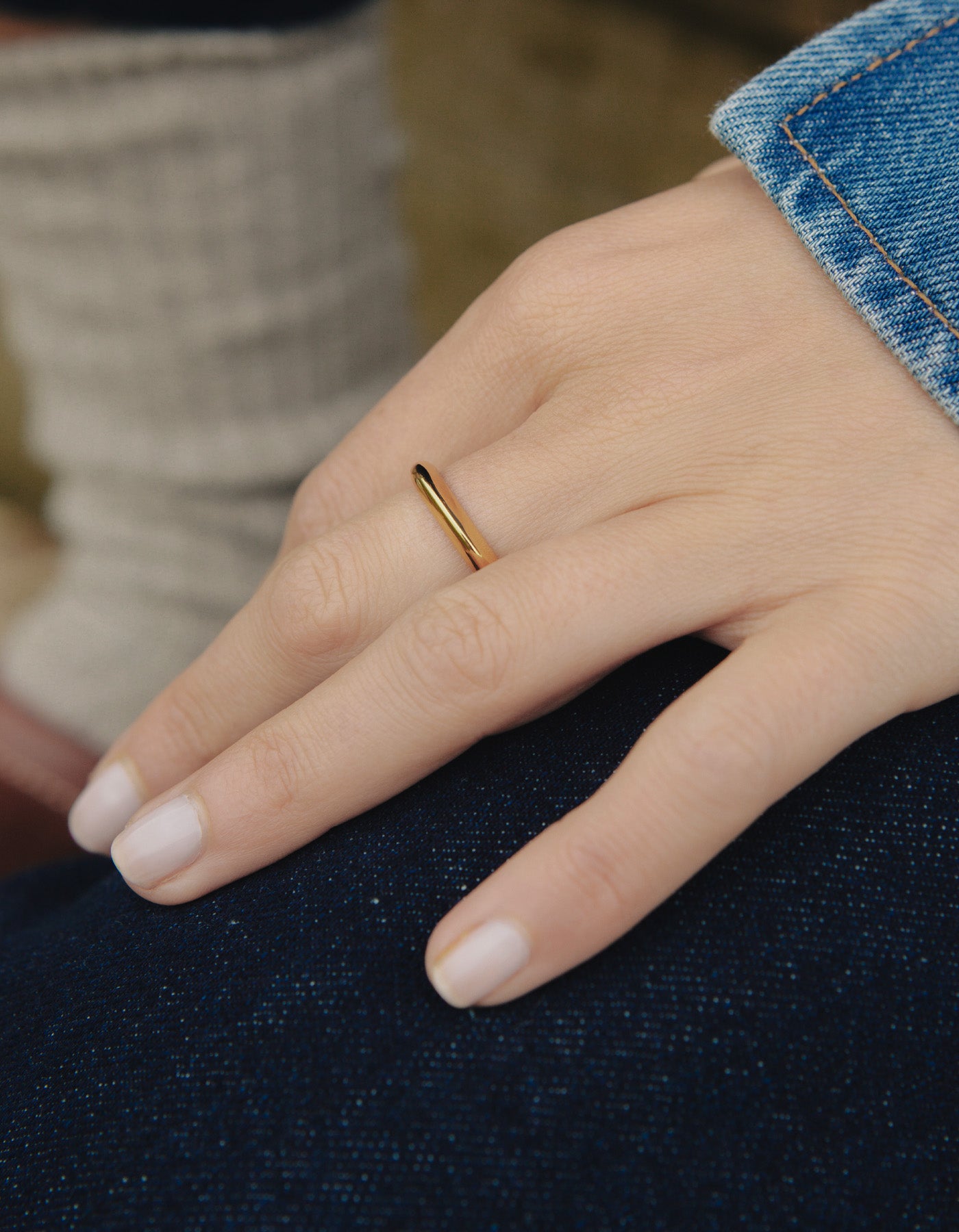 Gold Irregular Minimal Band Ring, Tarnish-Free