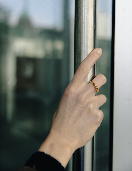 Gold Irregular Minimal Band Ring, Tarnish-Free