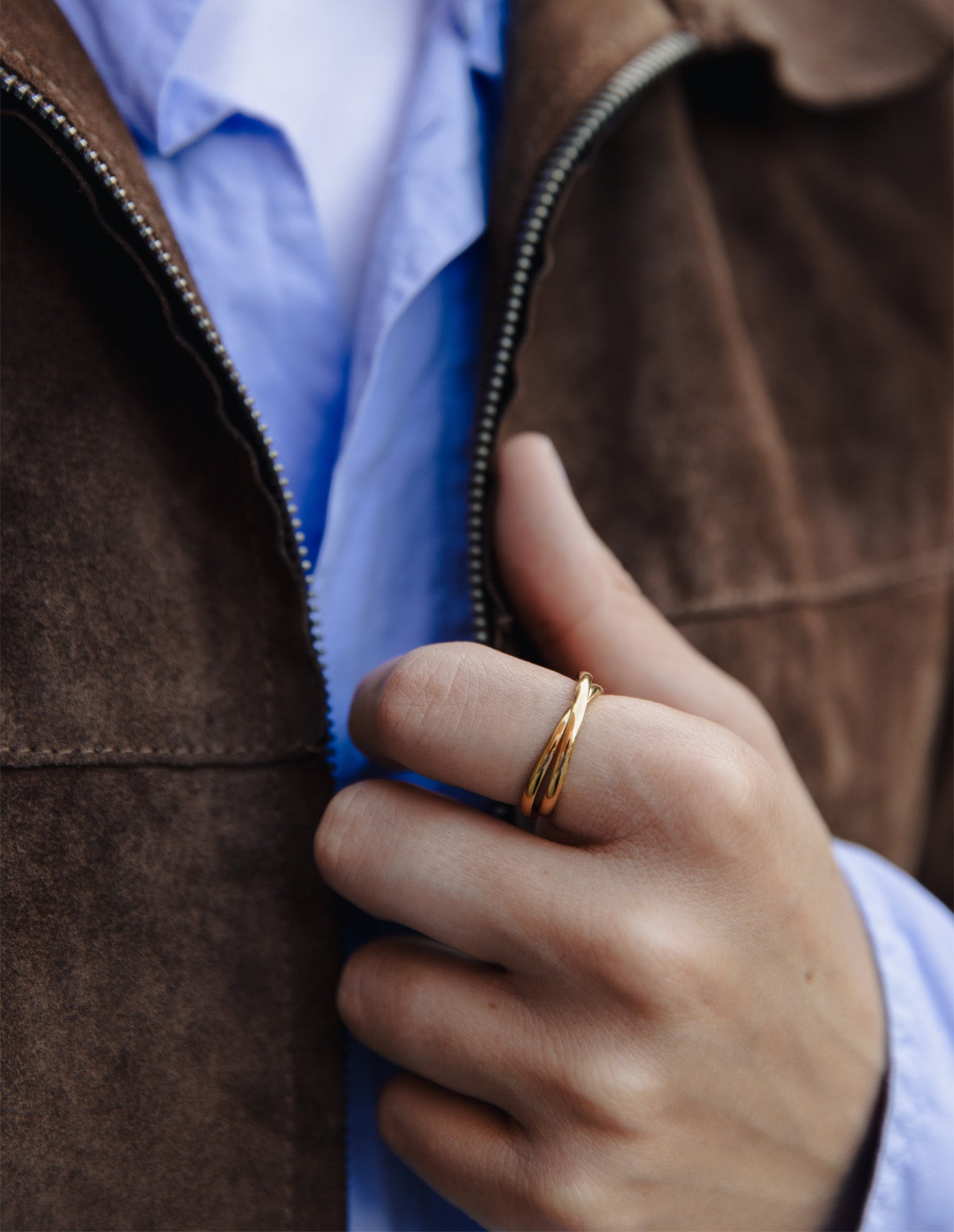 Gold Double Entwine Ring, Tarnish-Free Gold Plating