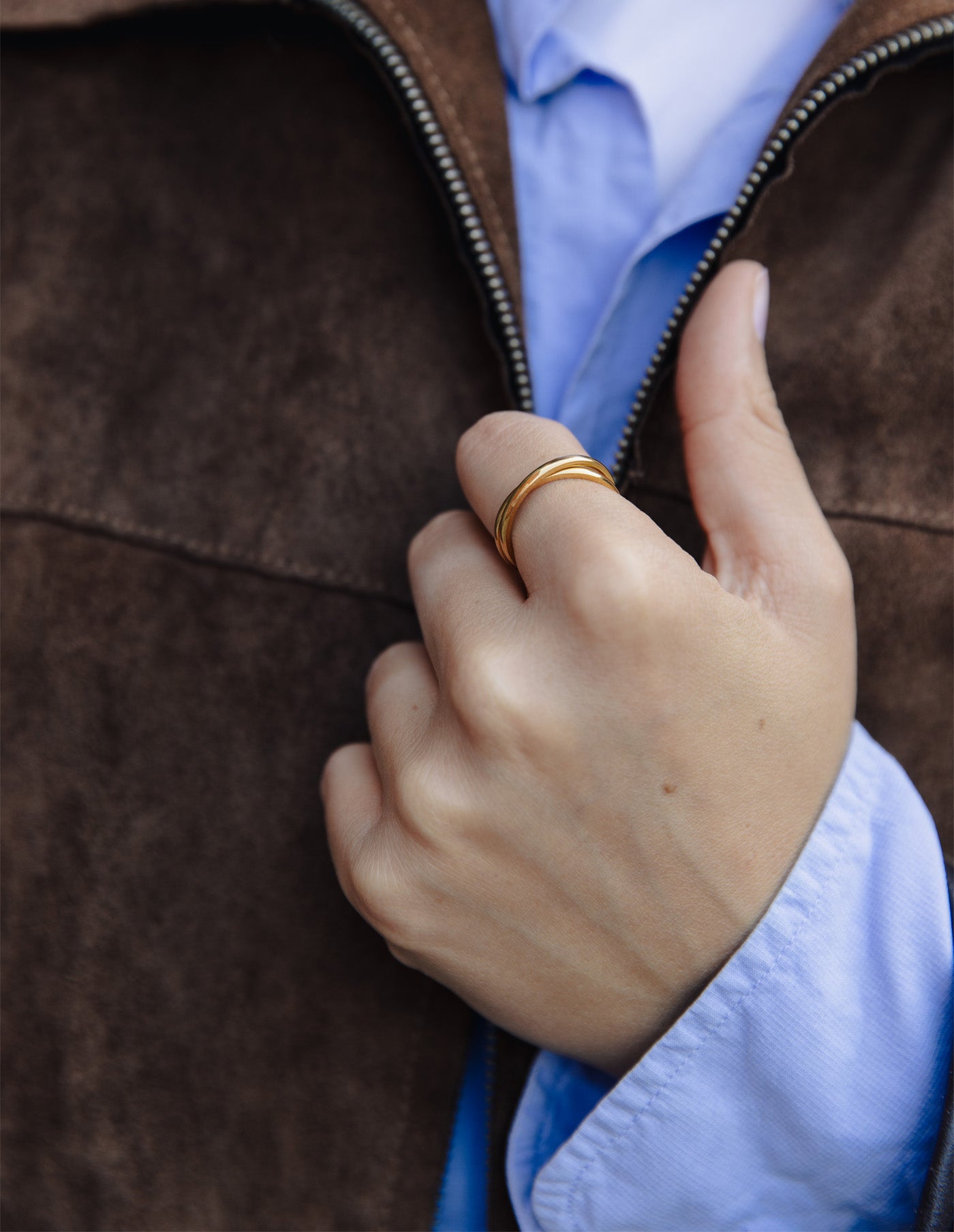 Gold Double Entwine Ring, Tarnish-Free Gold Plating