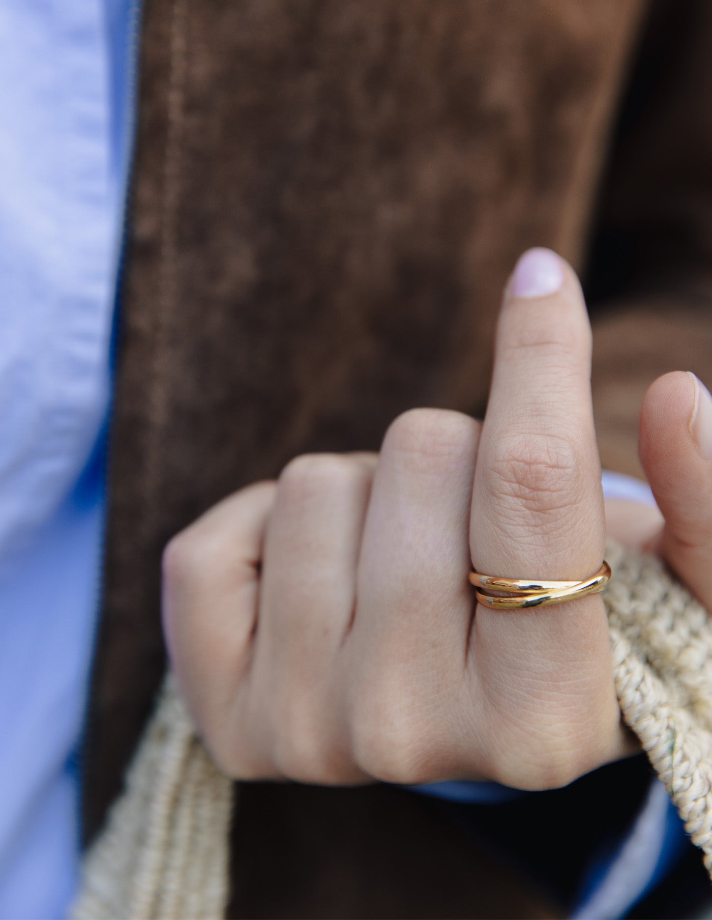 Gold Double Entwine Ring, Tarnish-Free Gold Plating