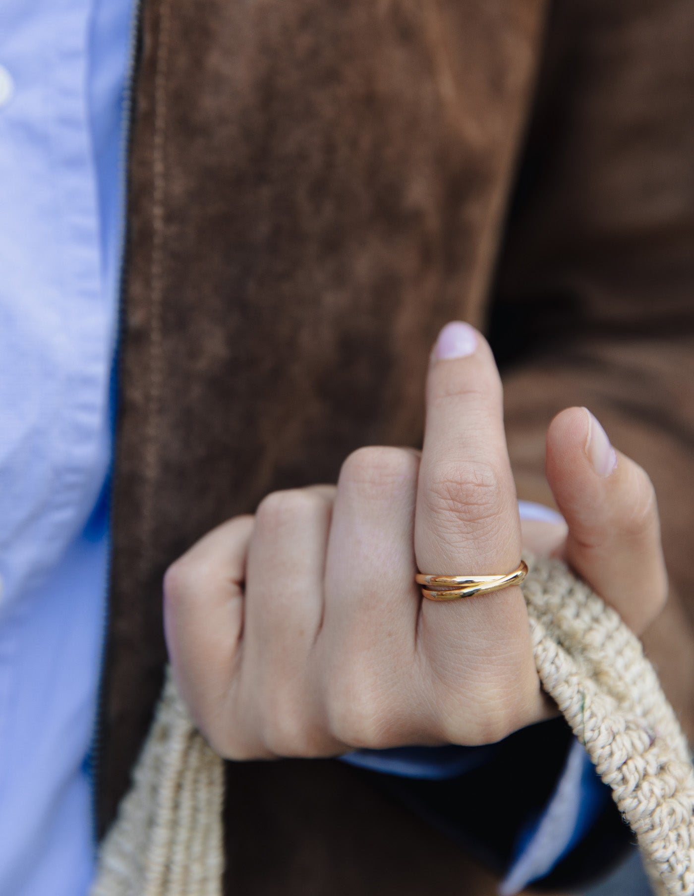 Gold Double Entwine Ring, Tarnish-Free Gold Plating