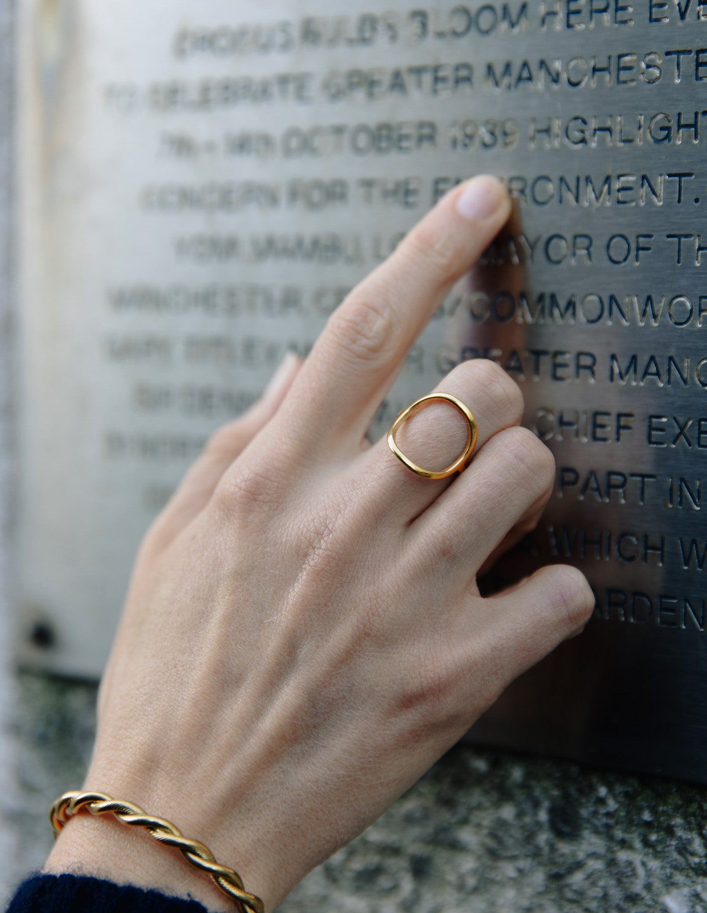 Gold Abstract Circle Ring, Tarnish-Free Gold Plating