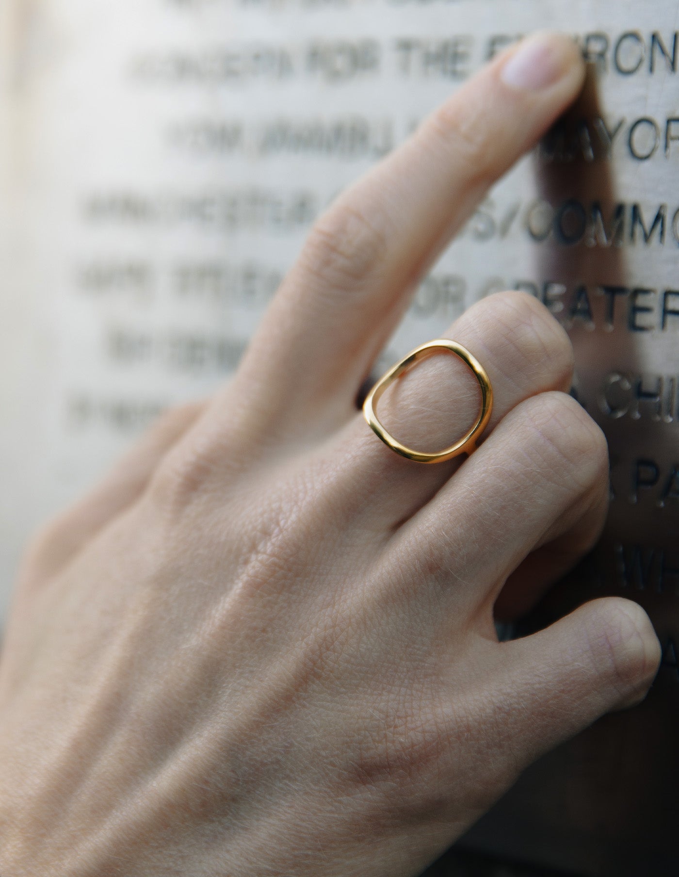 Gold Abstract Circle Ring, Tarnish-Free Gold Plating