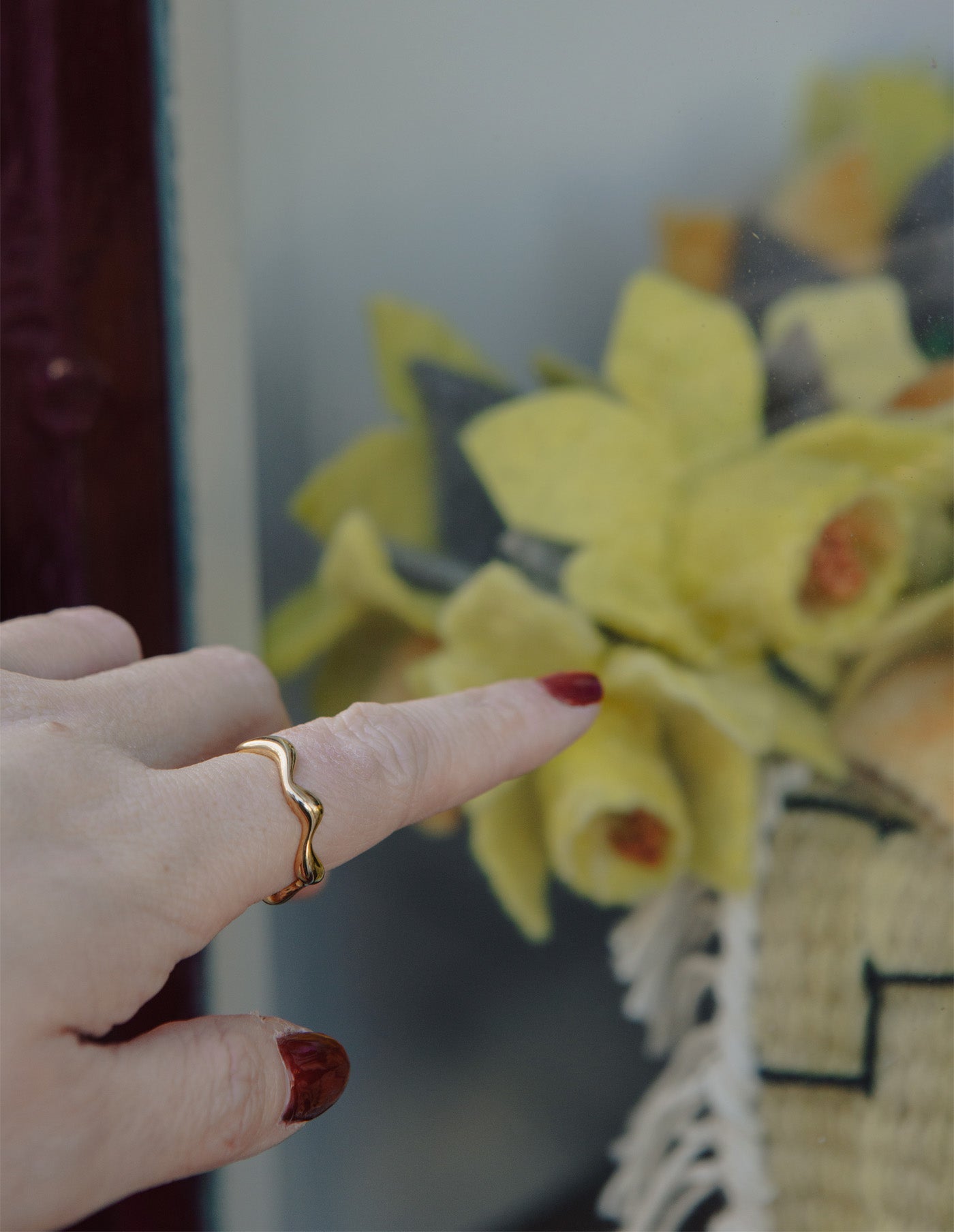 Gold Irregular Wave Ring, Tarnish-Free Gold Plating