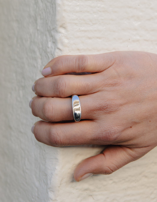 Silver Raised Fluid Ring, Waterproof