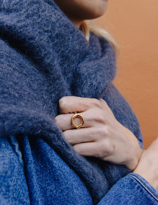 Gold Irregular Oval Ring, Tarnish-Free Gold Plating