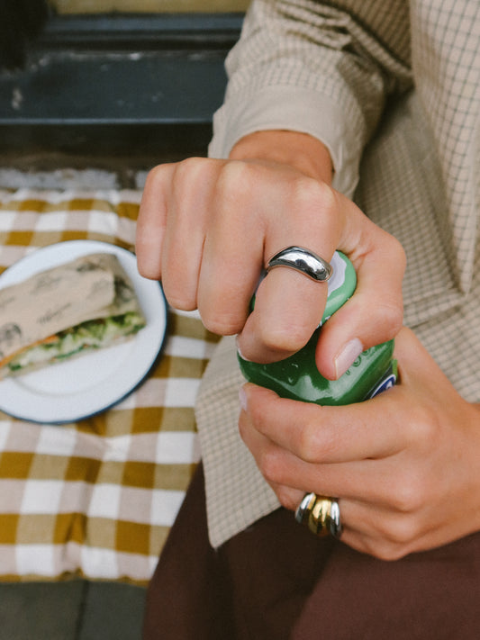 Silver Waved Dome Ring, Tarnish-Free Silver Plating