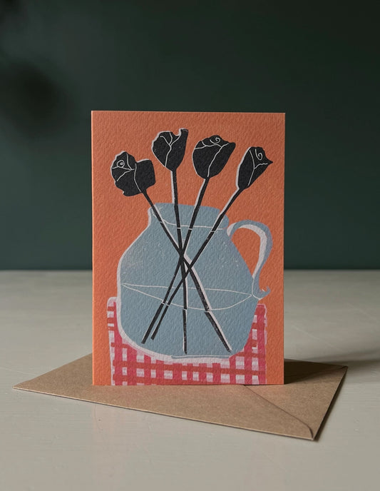 Roses in Vase Greeting Card, Luiza Holub