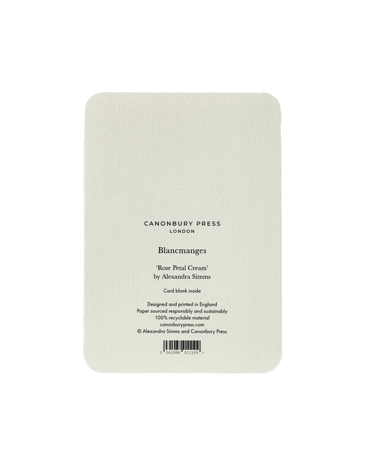 Rose Petal Cream Blancmange Greeting Card, Canonbury Press