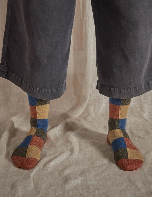 Patchwork Merino Wool Socks, ROVE Knitwear