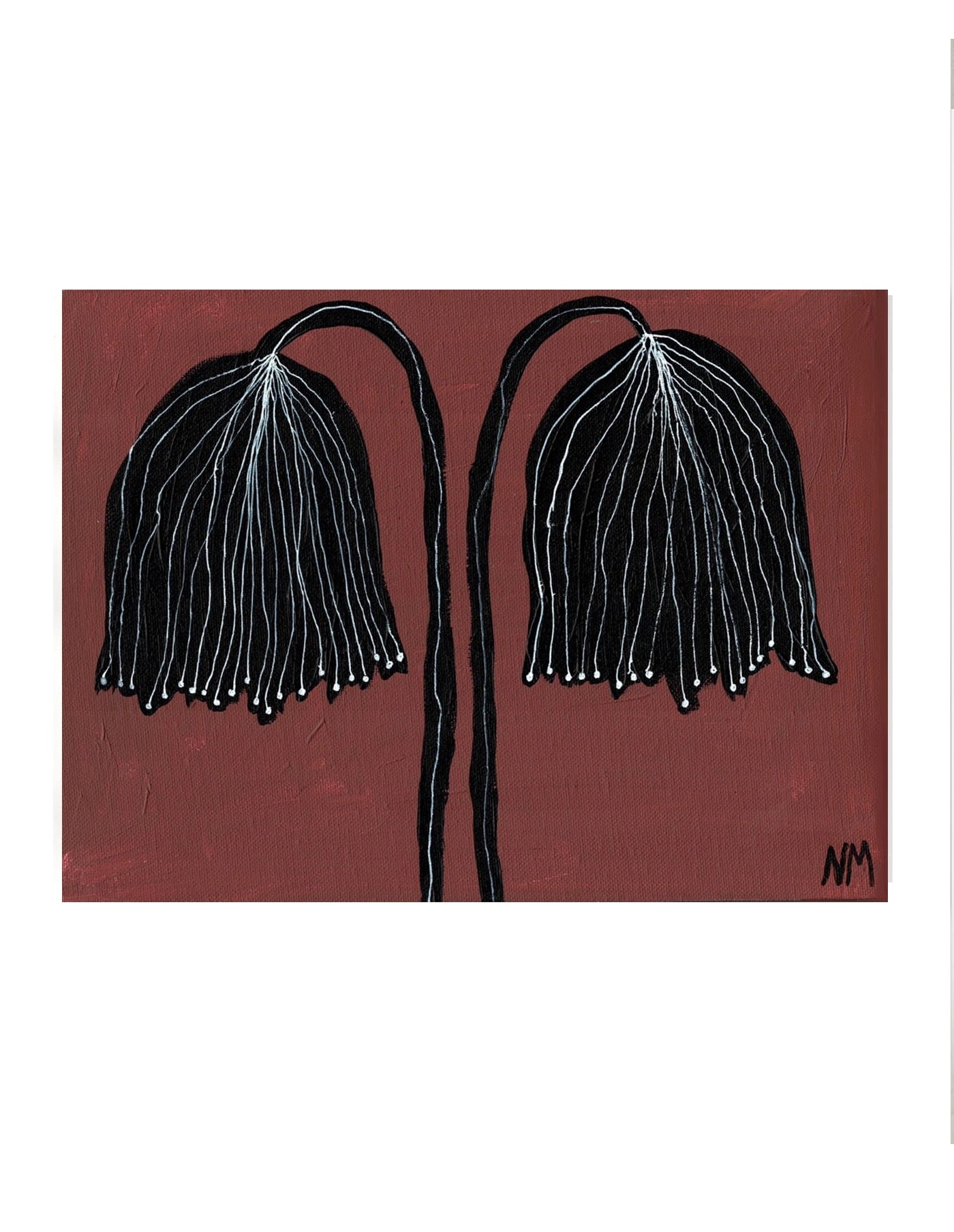 Two Black Flowers A3 Print, Nancy Mckie