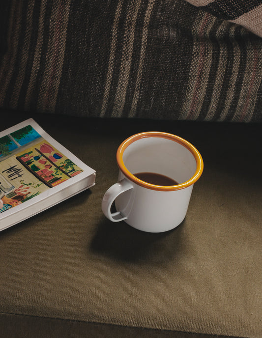 Mustard Rimmed Enamel Mug, 375ml