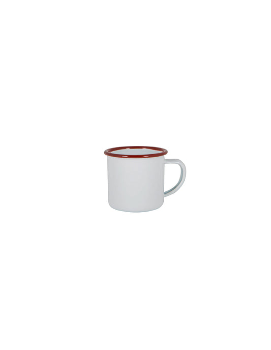 Burgundy Red Rimmed Enamel Espresso Cup, 130ml