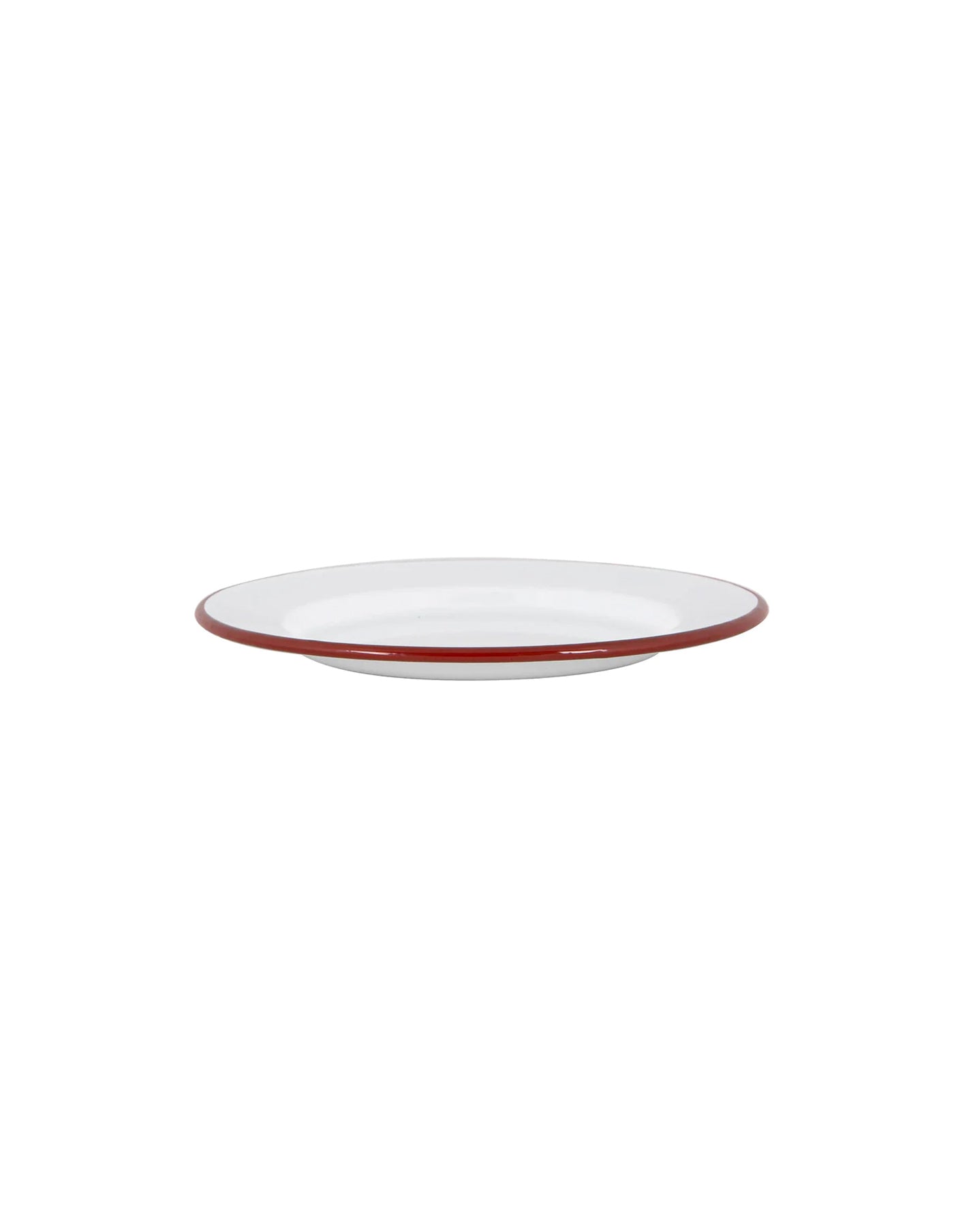 Burgundy Red Rimmed Enamel Side Plate, 20cm