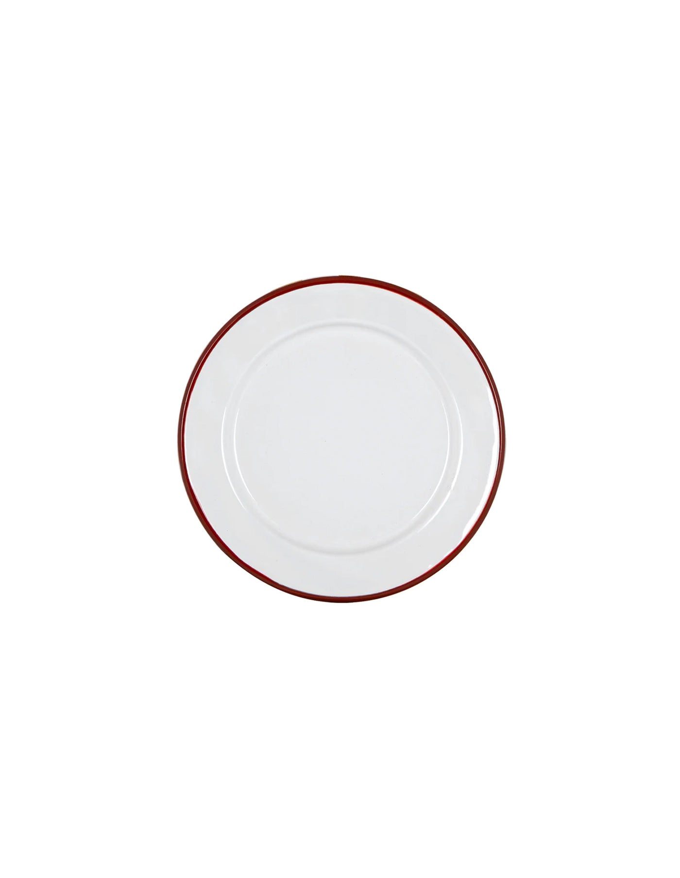 Burgundy Red Rimmed Enamel Side Plate, 20cm