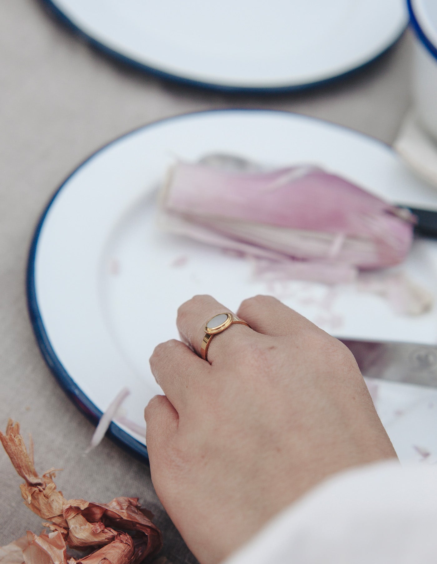 Navy Rimmed Enamel Side Plate, 20cm