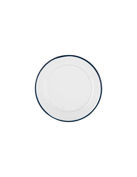 Navy Rimmed Enamel Side Plate, 20cm