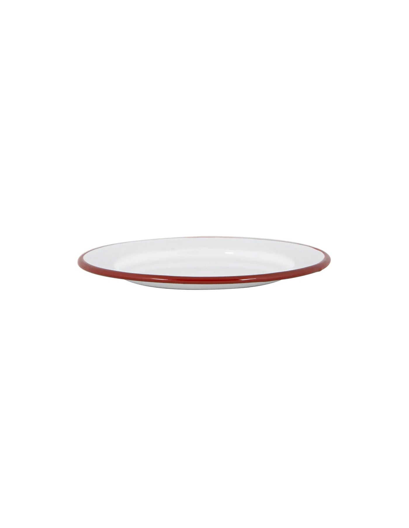 Burgundy Red Rimmed Enamel Dinner Plate, 25cm