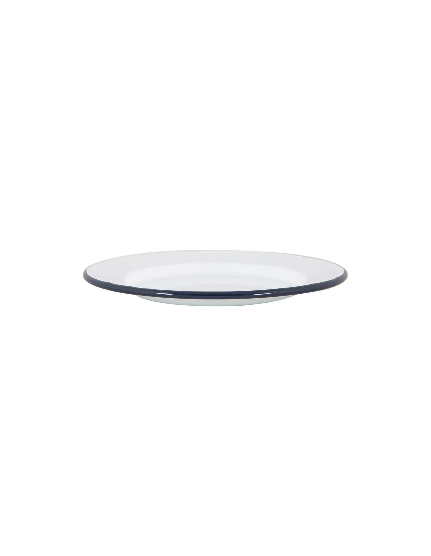 Navy Rimmed Enamel Dinner Plate, 25cm