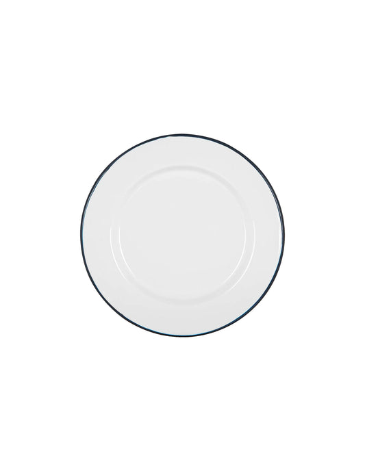 Navy Rimmed Enamel Dinner Plate, 25cm