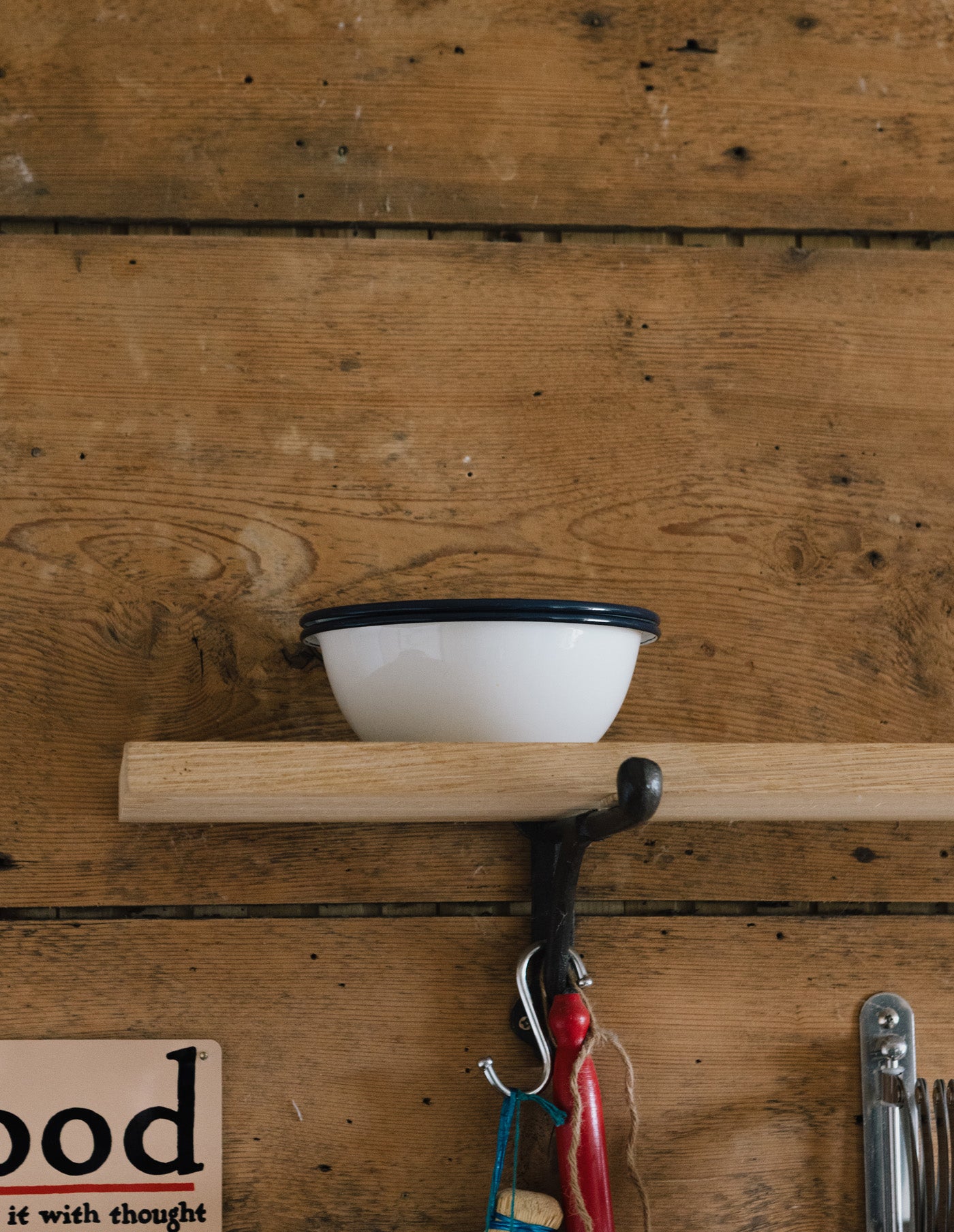Navy Rimmed Enamel Bowl, 16cm