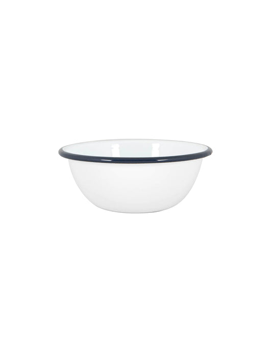 Navy Rimmed Enamel Bowl, 16cm