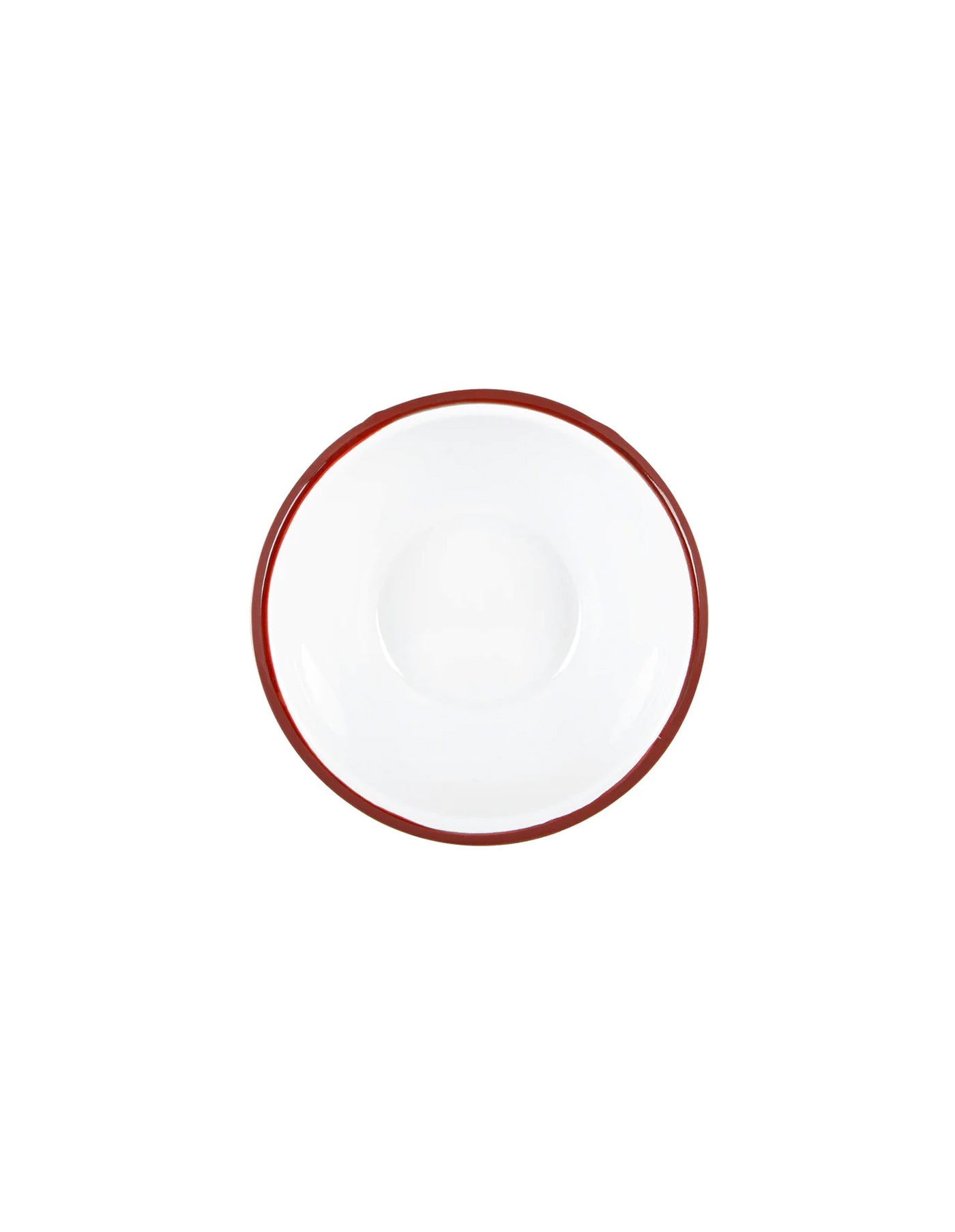 Burgundy Red Rimmed Enamel Bowl, 16cm