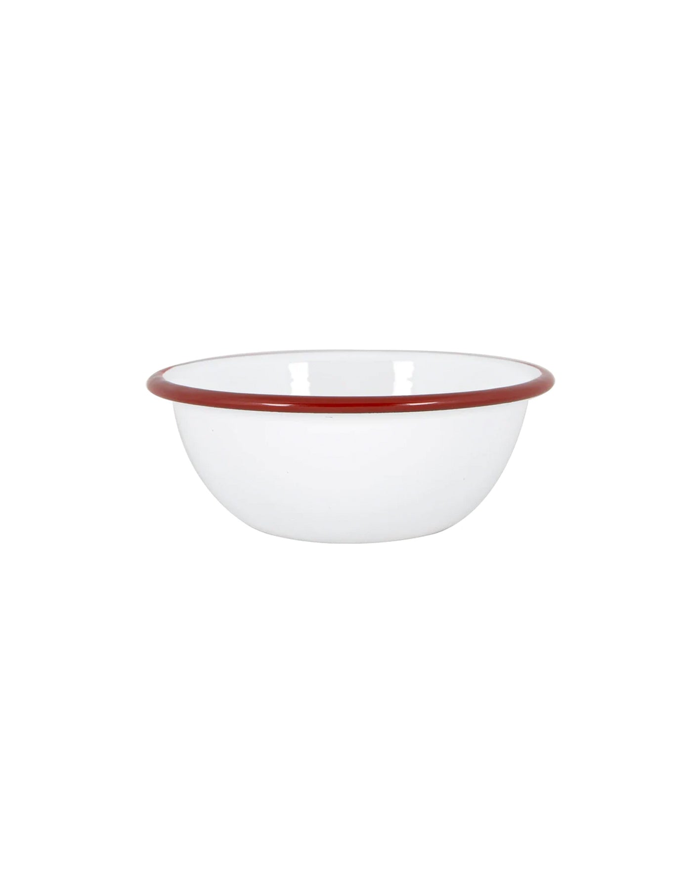 Burgundy Red Rimmed Enamel Bowl, 16cm