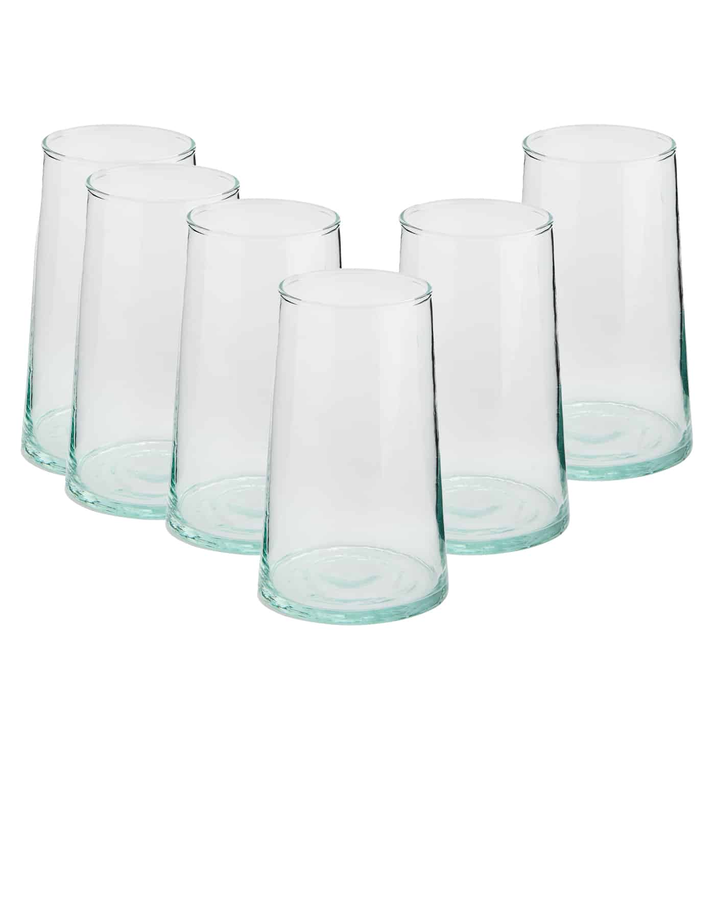 Highball Set of 6 Handmade Moroccan Beldi Glasses, Clear
