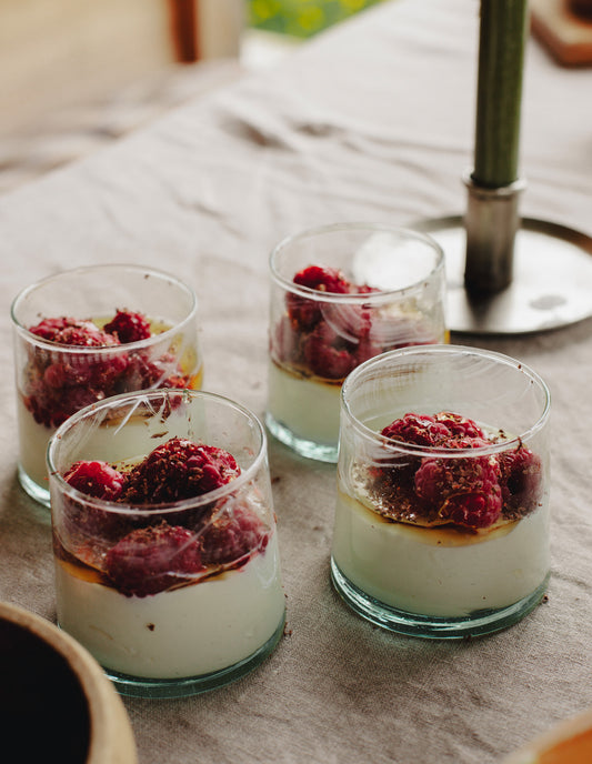 Low Set of 4 Handmade Moroccan Beldi Glasses, Clear