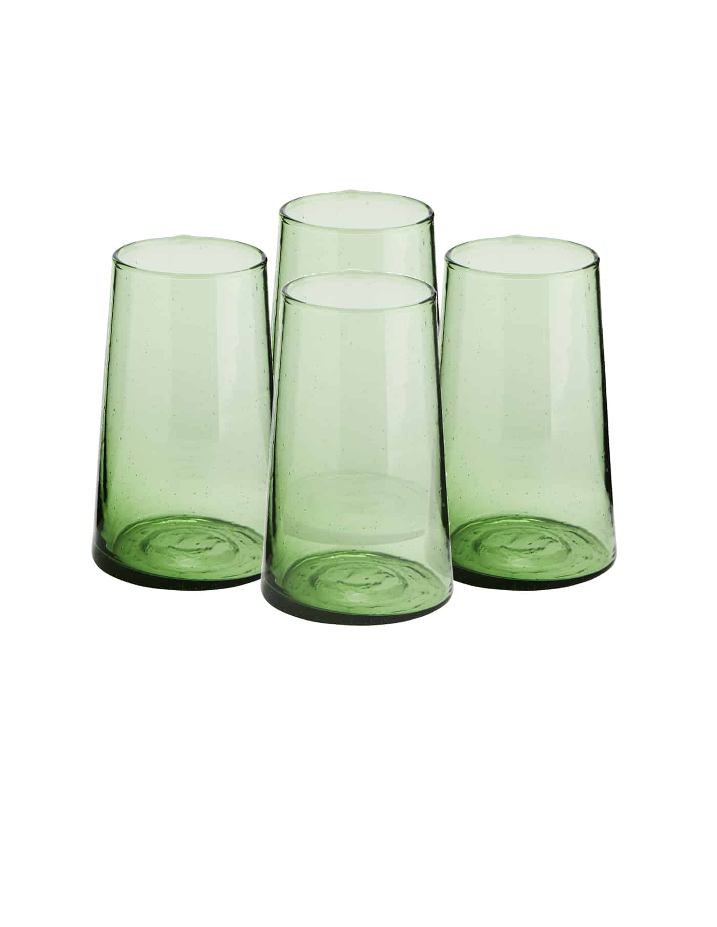 Highball Set of 4 Handmade Moroccan Beldi Glasses, Green