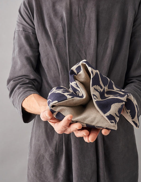 Printed Navy Linen Wheat Bag, Blasta Henriet