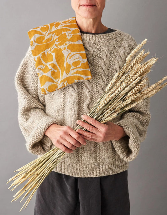 Printed Yellow Linen Wheat Bag, Blästa Henriët