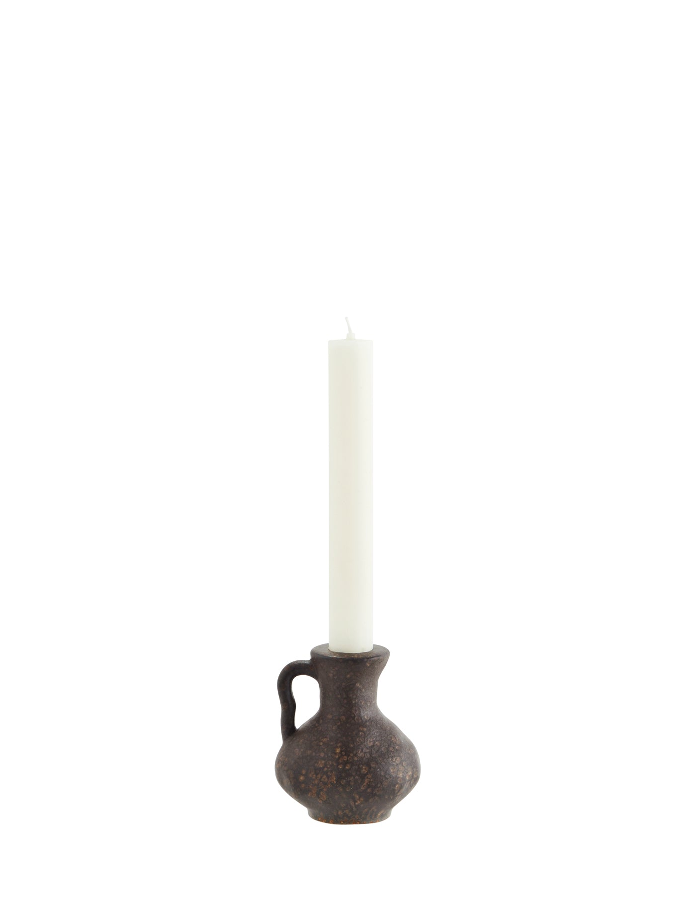 Dark Brown Stoneware Candle Holder, Madam Stoltz