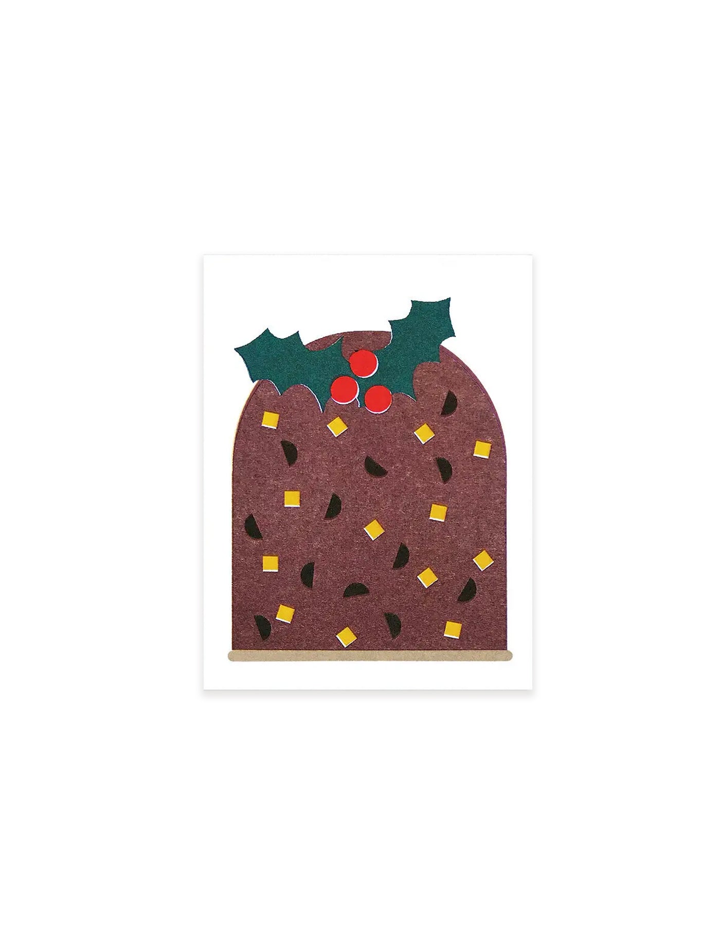 Illustration of a Christmas pudding with holly on a white background