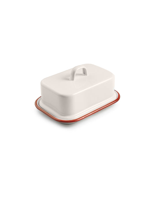 Bordeaux Red Enamel Butter Dish