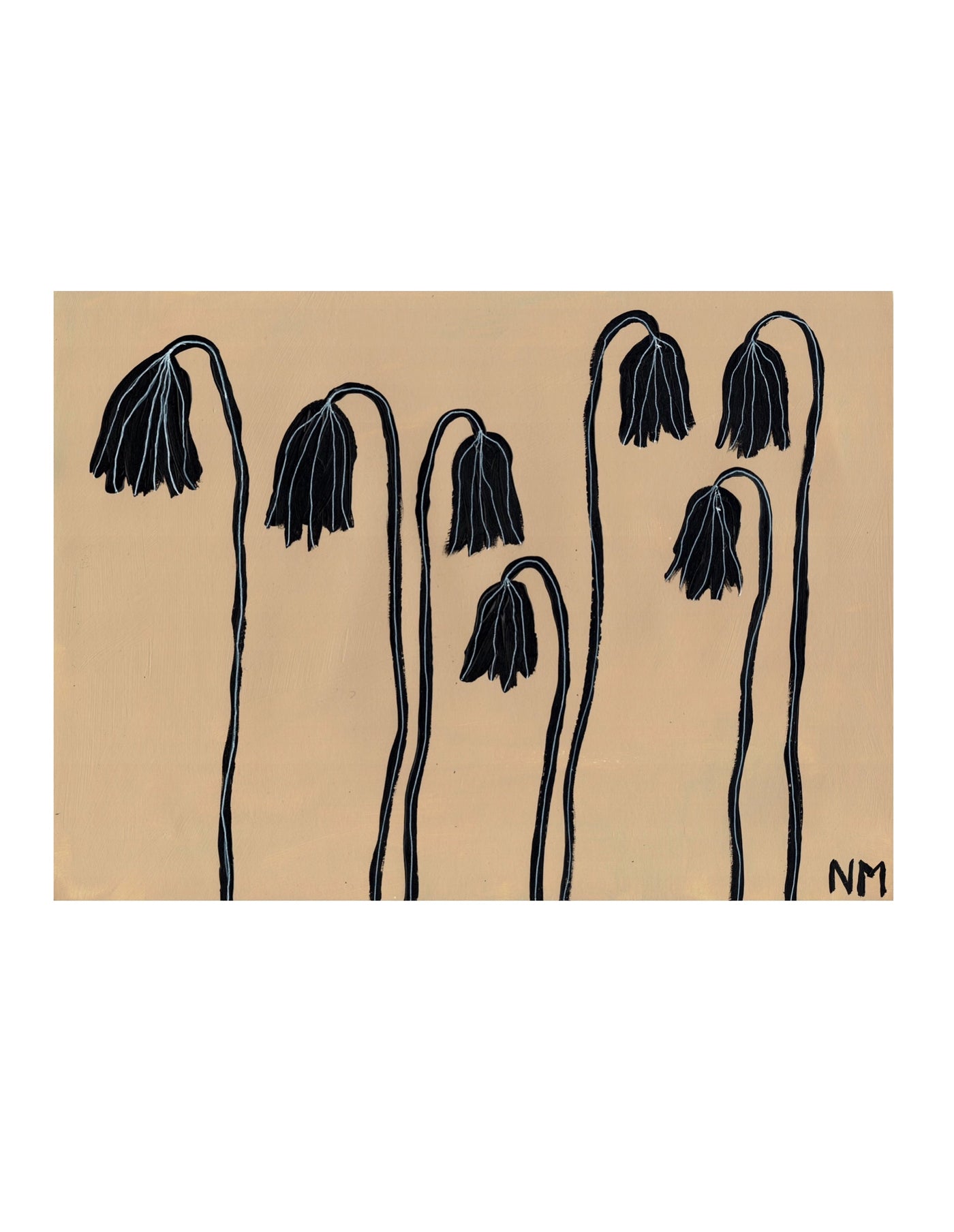 Black Flowers A3 Print, Nancy Mckie