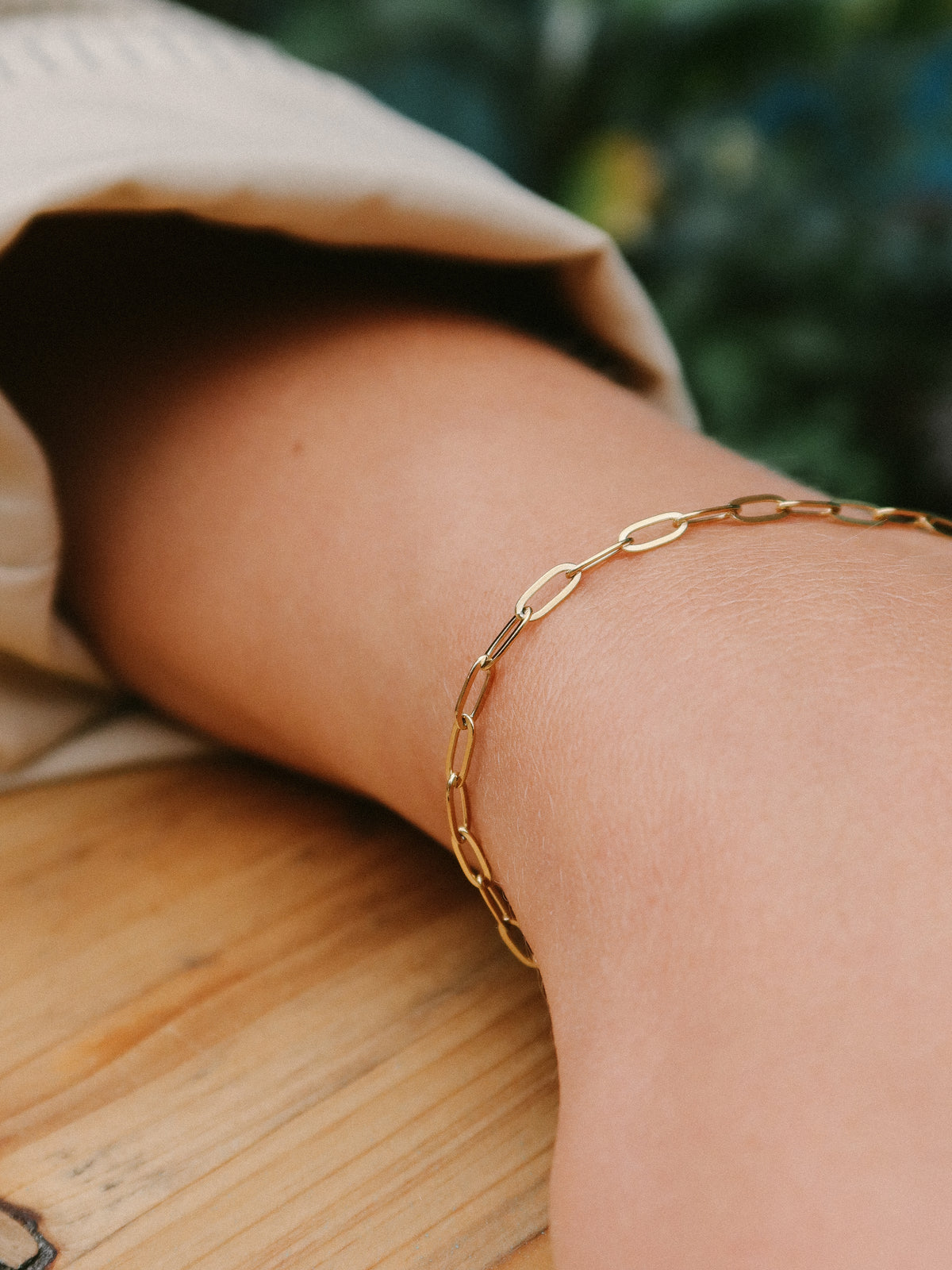 Gold Paperclip Chain Link Bracelet, Tarnish-Free Gold Plating