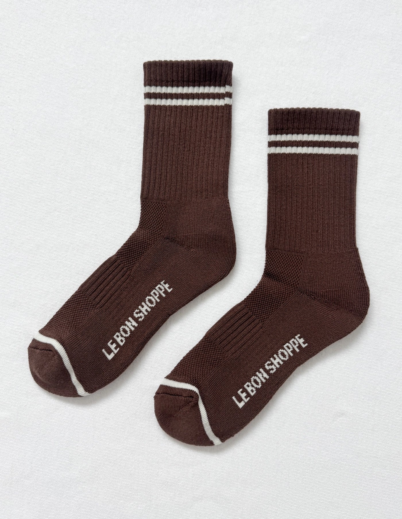 Wood Brown Cotton Boyfriend Socks, Le Bon Shoppe