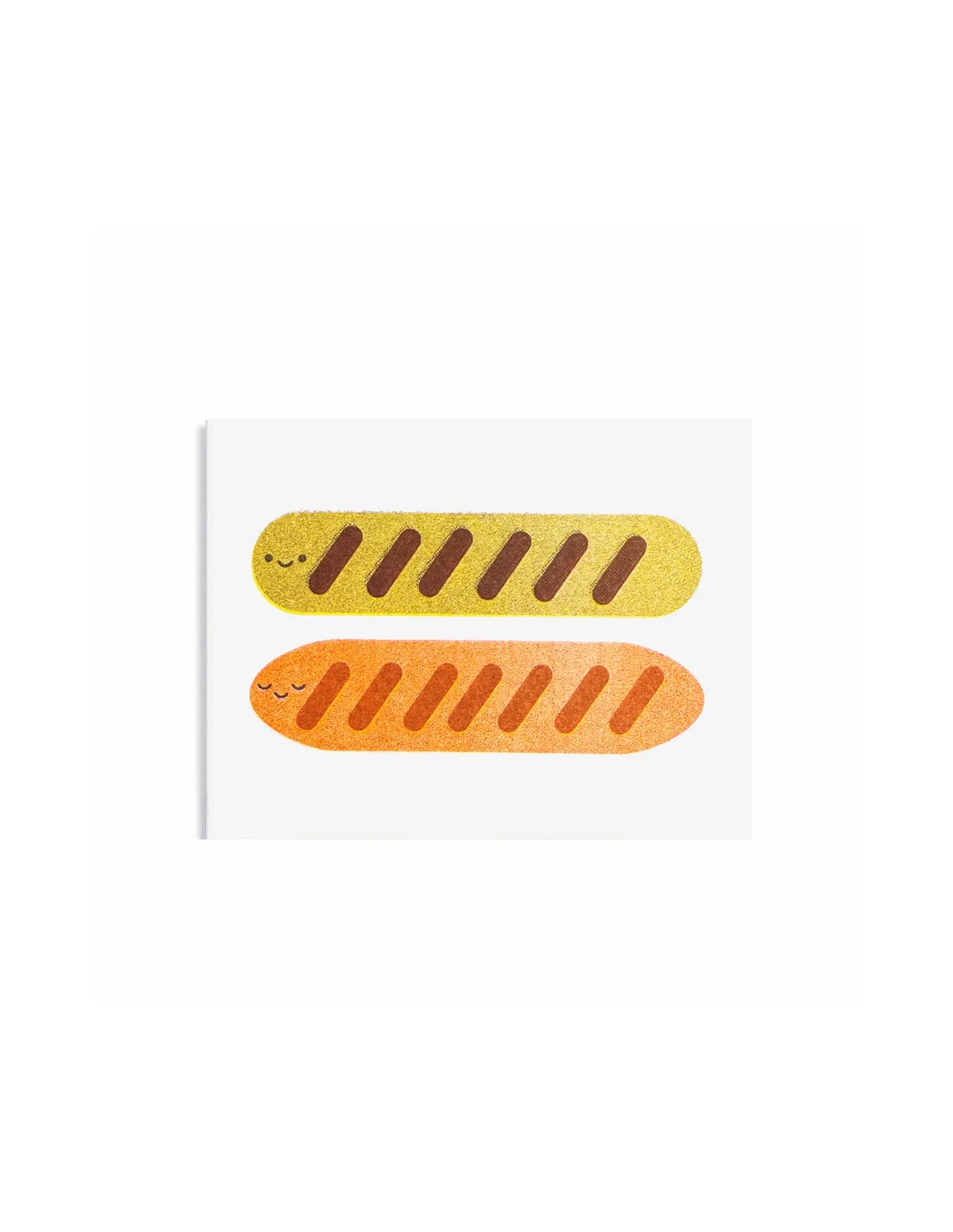 Two cartoon-style hot dogs with grills on a white background