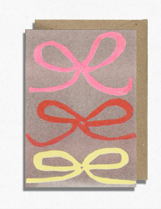 Three Bows Greeting Card, Hot Pink Press