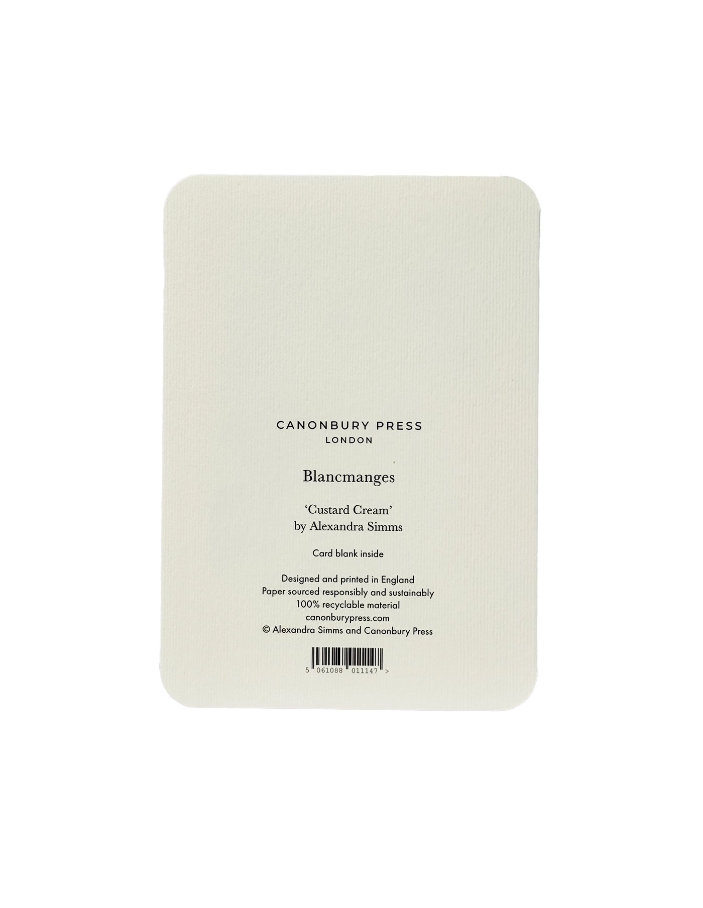 Custard Cream Blancmange Greeting Card, Canonbury Press