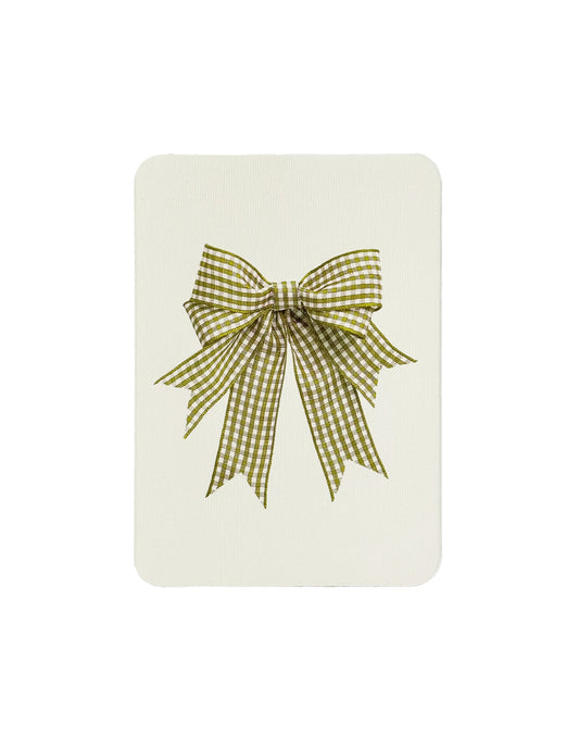 Lime Gingham Bow Greeting Card, Canonbury Press