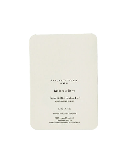 Red Gingham Bow Greeting Card, Canonbury Press