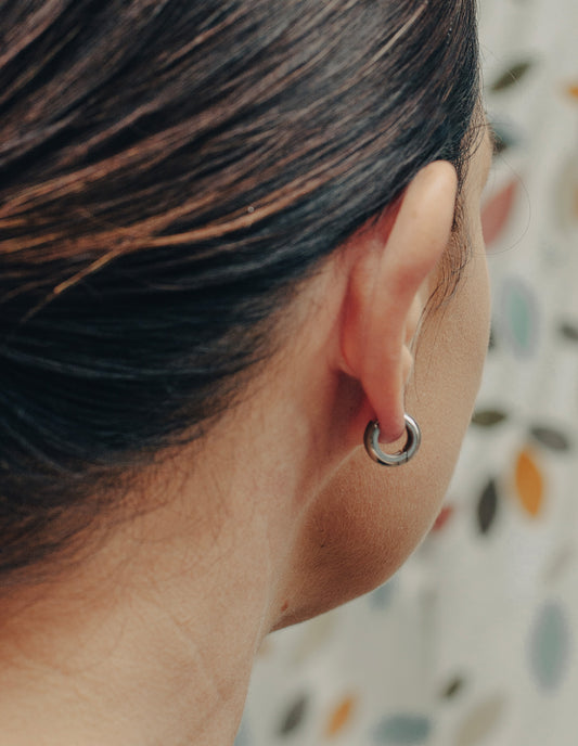 Silver Small Leverback Bold Hoop Earrings, Tarnish-Free Silver Plating