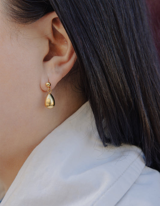 Gold Teardrop Earrings, Waterproof
